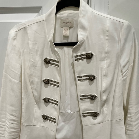 Chico's Jackets & Blazers - Chico’s white military style blazer. Rare blazer with gold buttons and details.